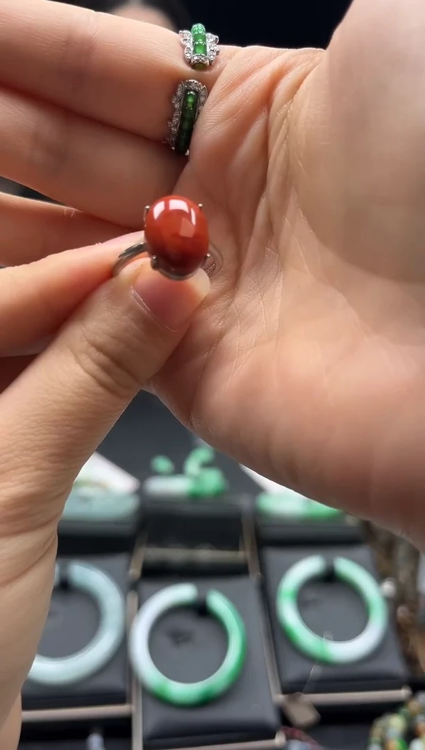 银S925镶嵌南红玛瑙戒指0651905024