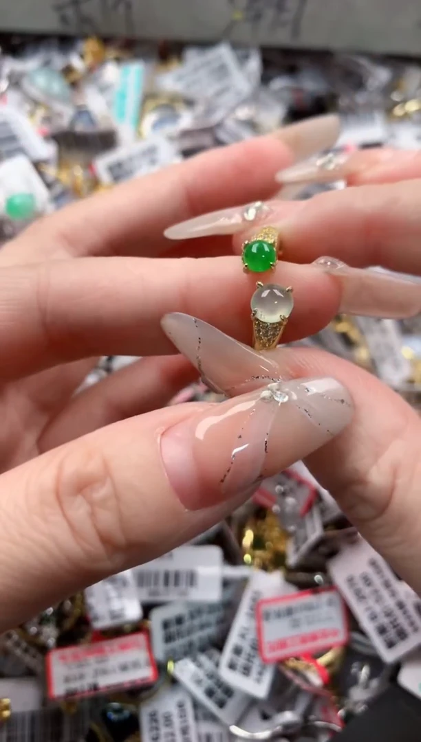 银S925镶嵌戒指翡翠9999----10