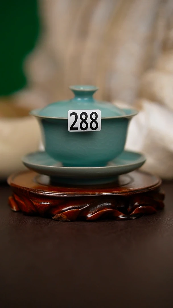 微瑕不完美仿古支钉青杰底款180cc盖碗288号