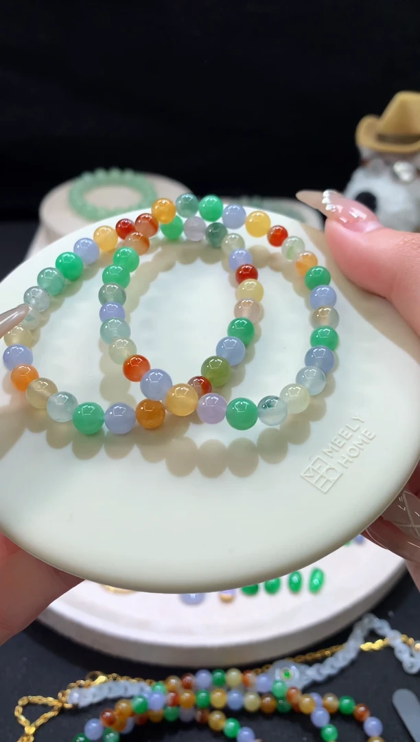 未镶嵌散珠翡翠一条多彩手串二选一