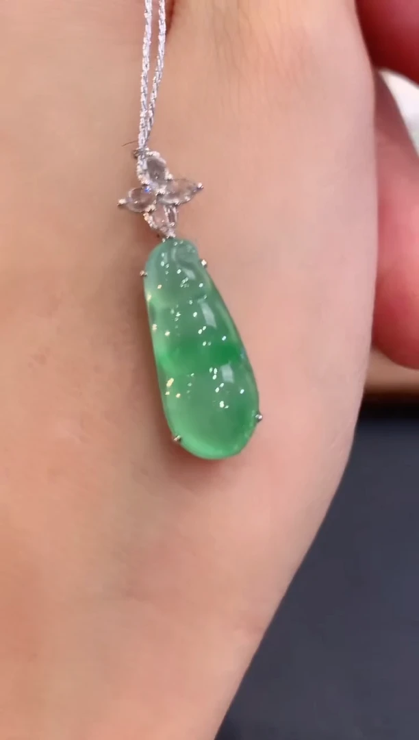 吊坠(不含链)18K金镶嵌翡翠q27