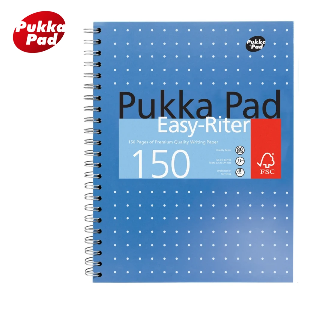 Pukka Pad 珠光蓝A4美式本子75张80g厚纸4孔线圈本子分栏错题本