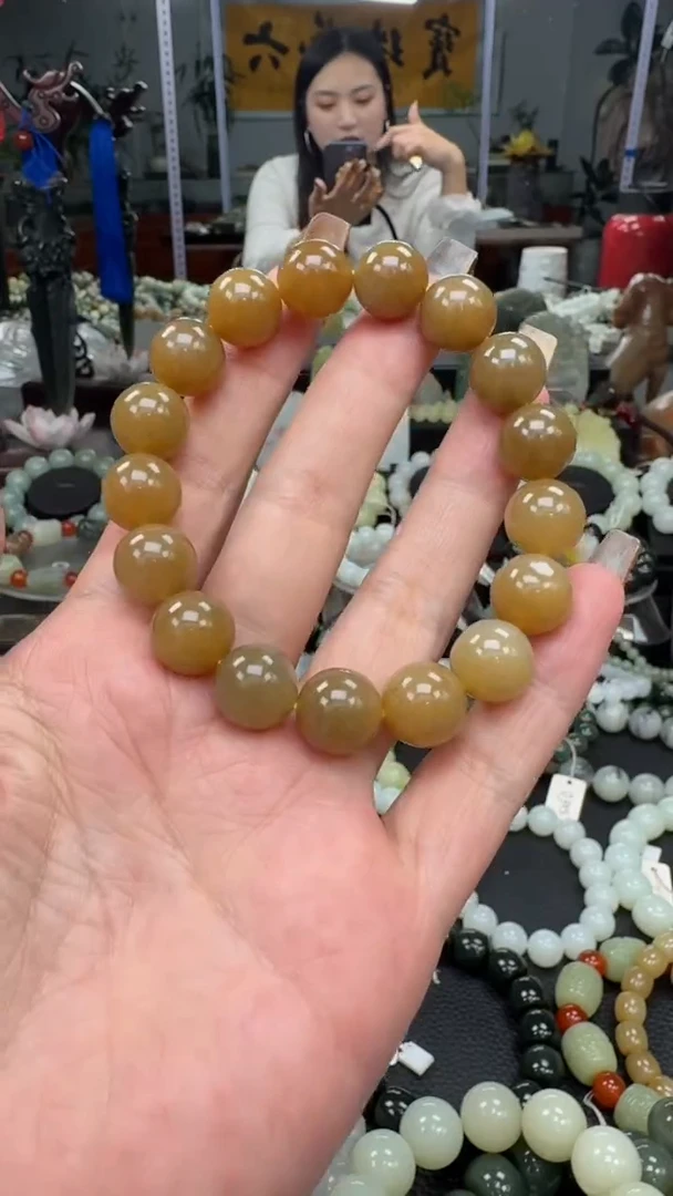 未镶嵌手串和田玉新疆且末金山红糖卡12