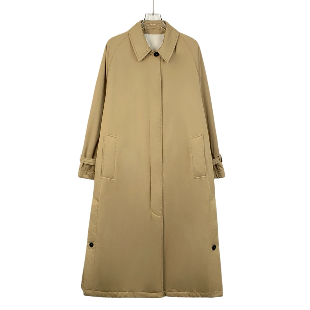 99新 MaxMara H14083 棕色棉质翻领长袖腰带款风衣 36 XS码