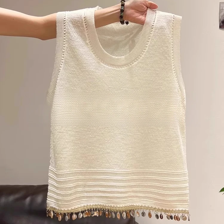 民族风特色流苏亮片时尚背心女2025新款宽夏季外穿高级感无袖上衣