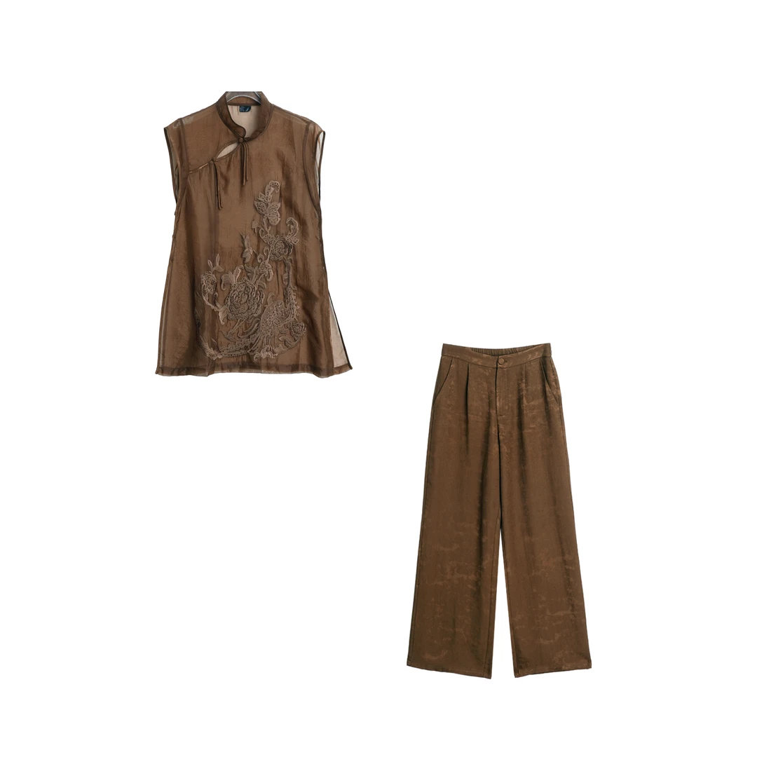 2025夏季新款立体刺绣花卉国风套装  760102