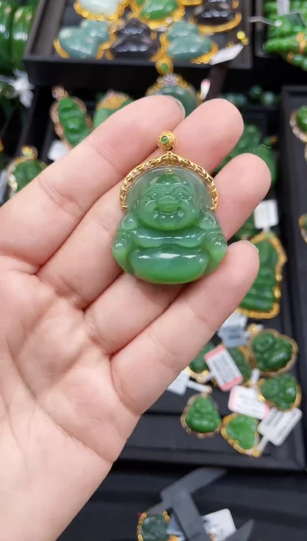 【闪购商品】和田玉吊坠18K金镶嵌多样性发一