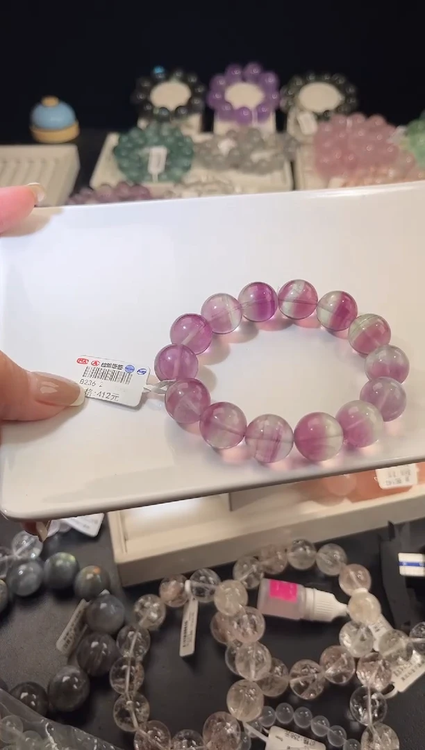 未镶嵌手链萤石多样性发一Q20紫萤石15mm