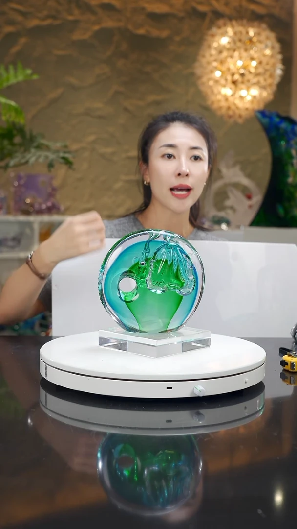 琉璃蓝绿色平安象摆件