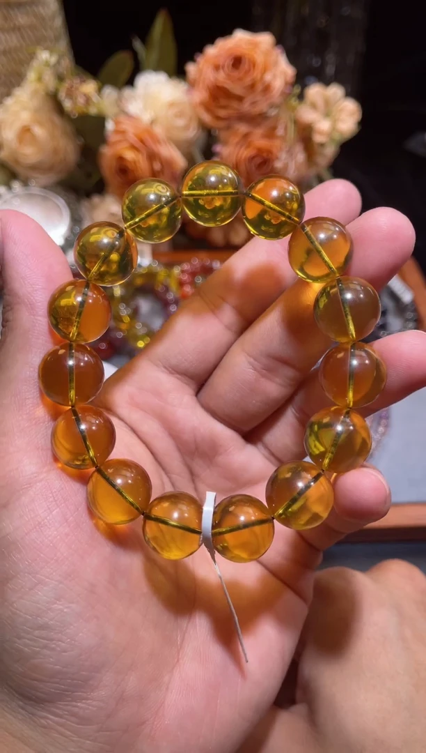 手串蓝珀未镶嵌蓝珀单圈14m+