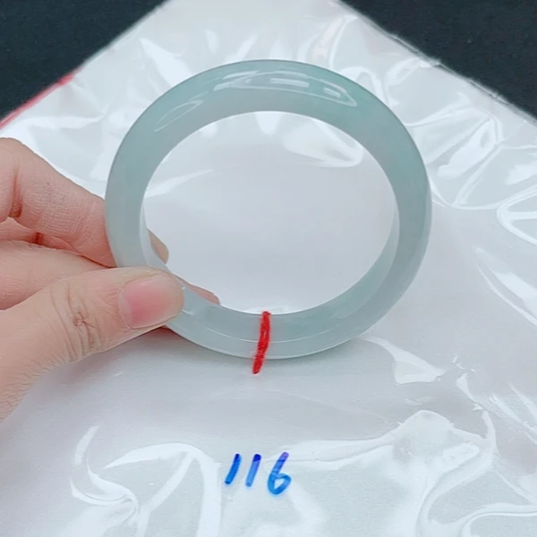 【圈口58~60】缅甸A货翡翠手镯天然玉镯女款冰川蓝手镯680-116