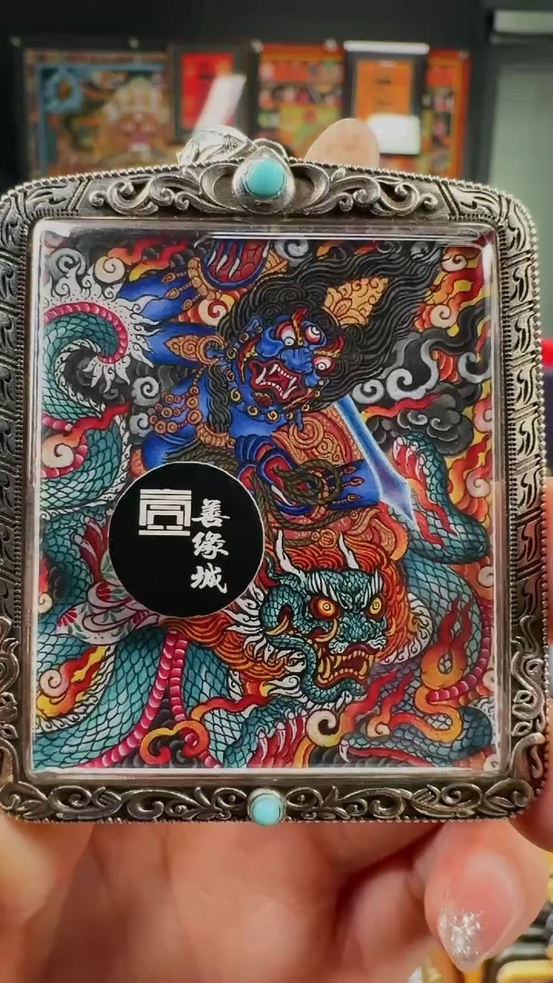 吊坠壹善缘城手绘唐卡不动明