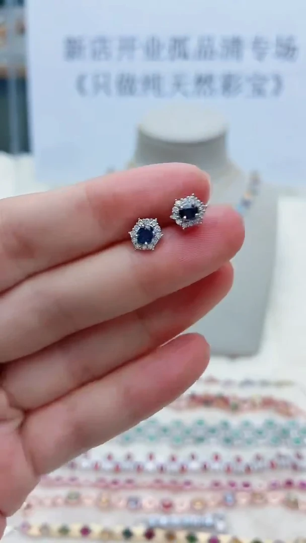 耳饰蓝宝石银S925镶嵌080ZB1117产品一个（多样性）