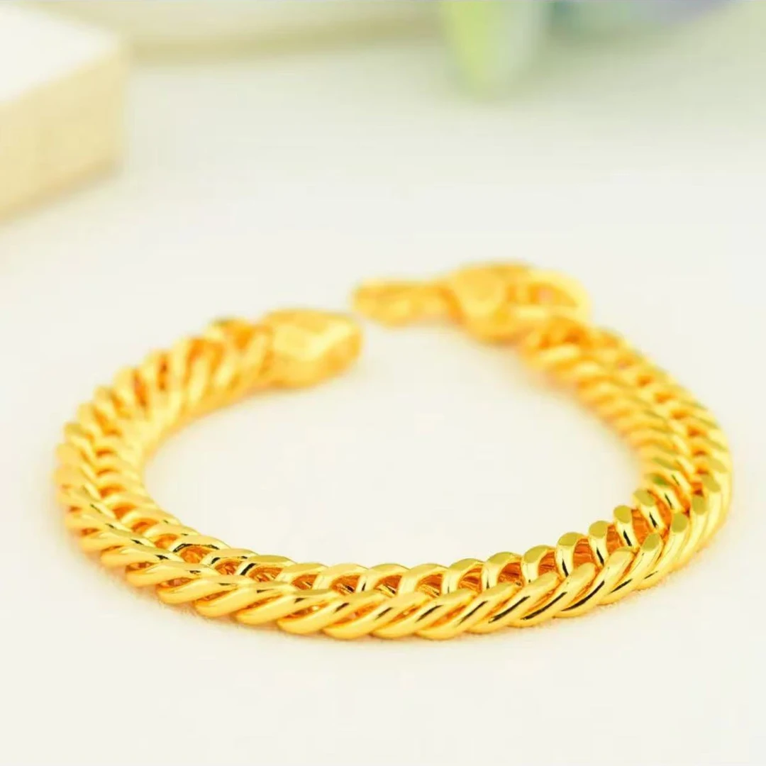 铜合金手链 男士手链时尚金色潮男霸气不掉色素款