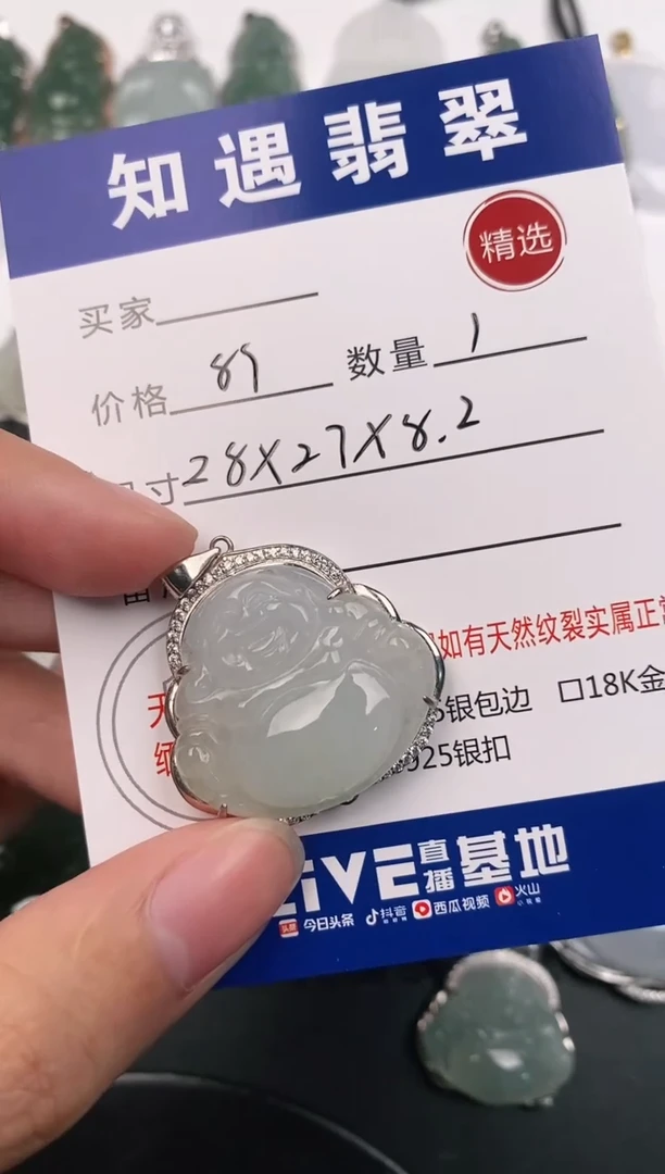 颈饰银S925镶嵌翡翠挂件