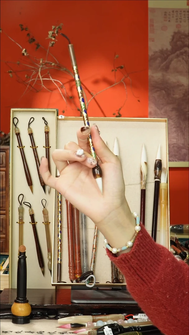 99号闪孤品高货毛笔链接 清水试笔 蘸墨不退