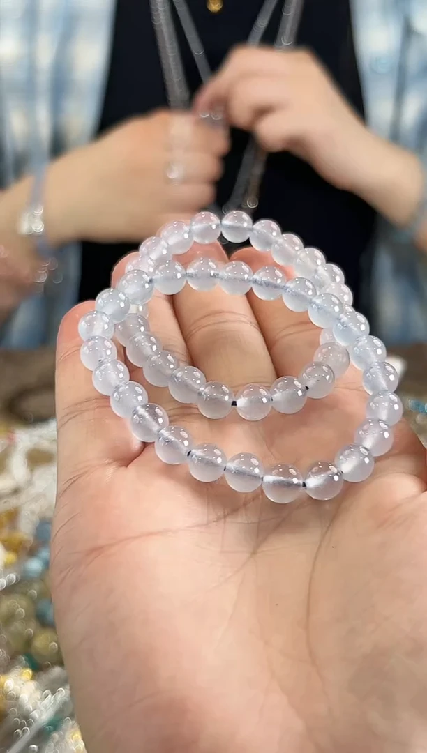 水晶手串未镶嵌海蓝宝单圈手串