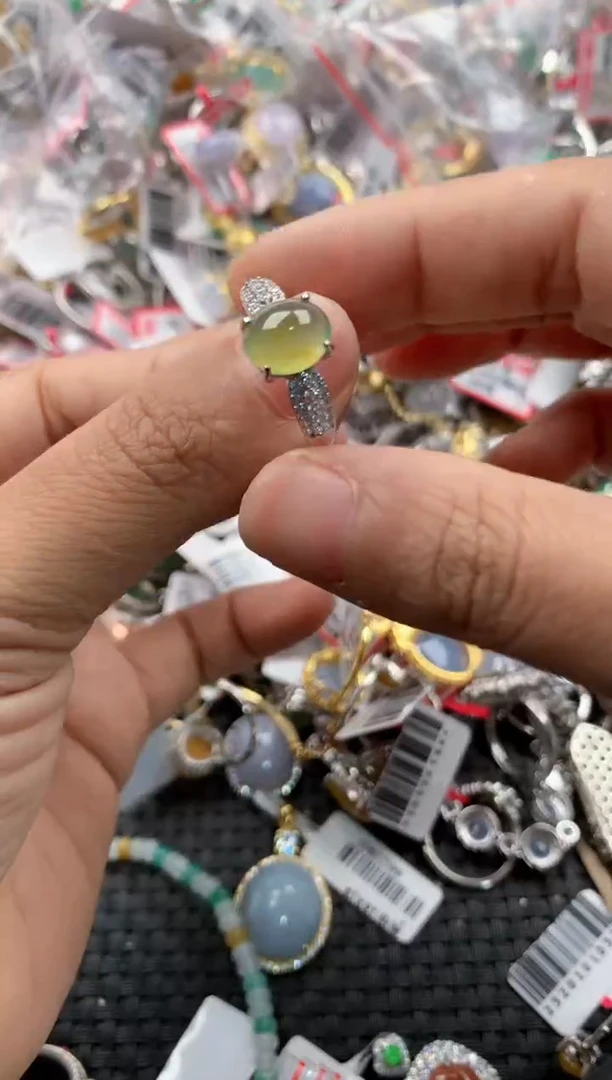 银S925镶嵌戒指翡翠777               4