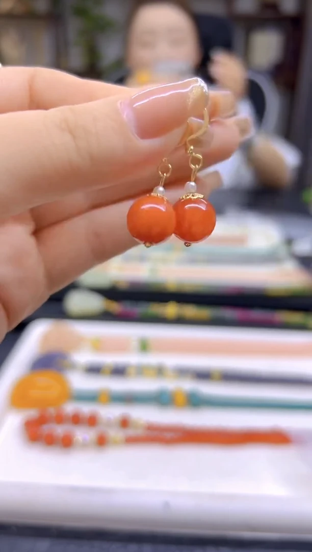 翡翠14K金镶嵌耳饰DIY款E827