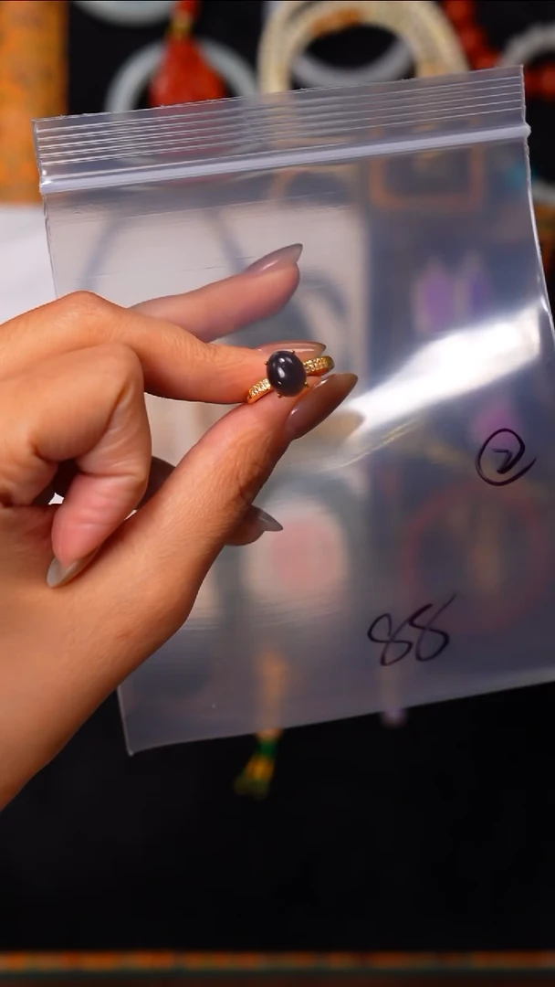 银S925镶嵌戒指和田玉星*～见山文玩珠宝回血