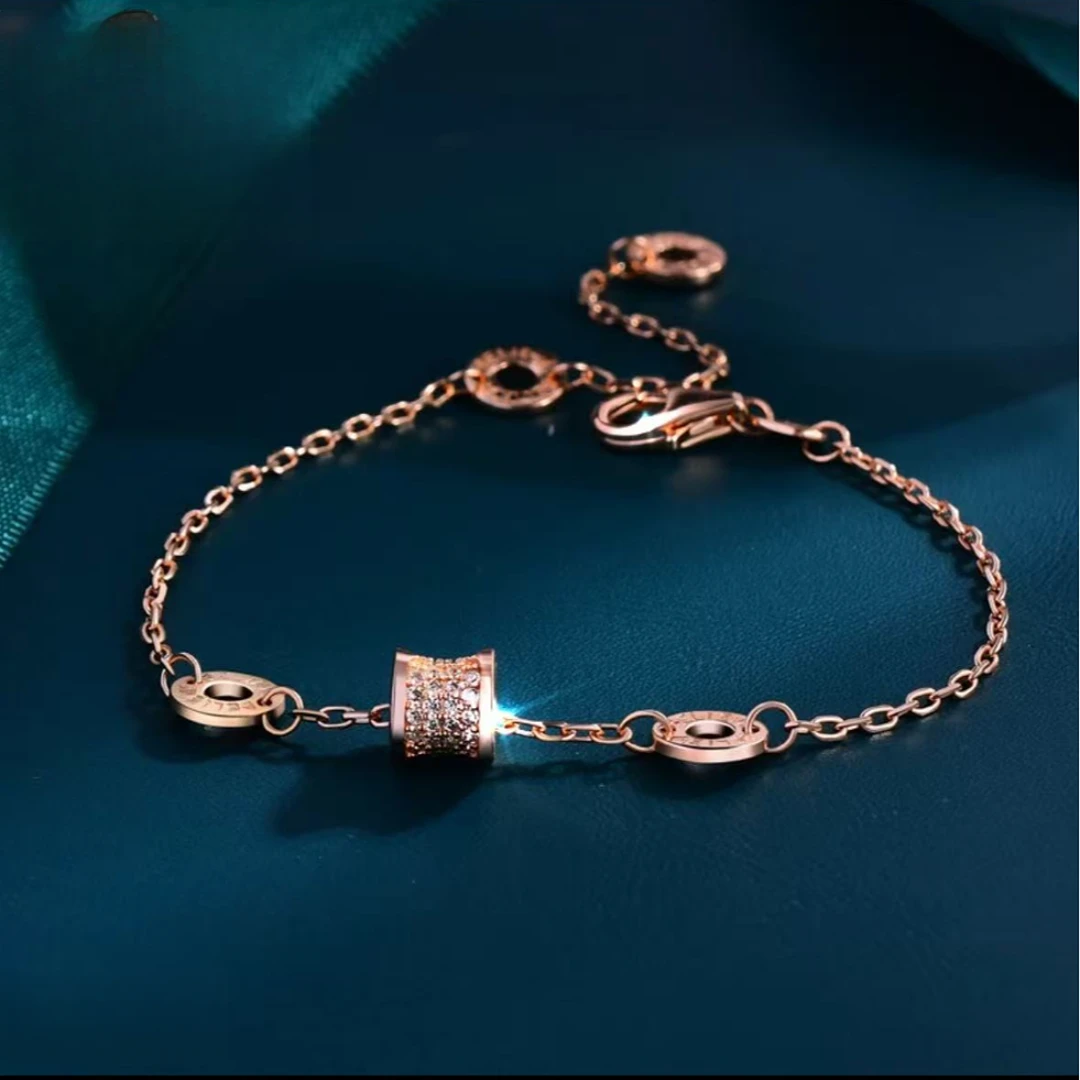 18K金小蛮腰手链路路通高级感轻奢简约精致玫瑰金手链