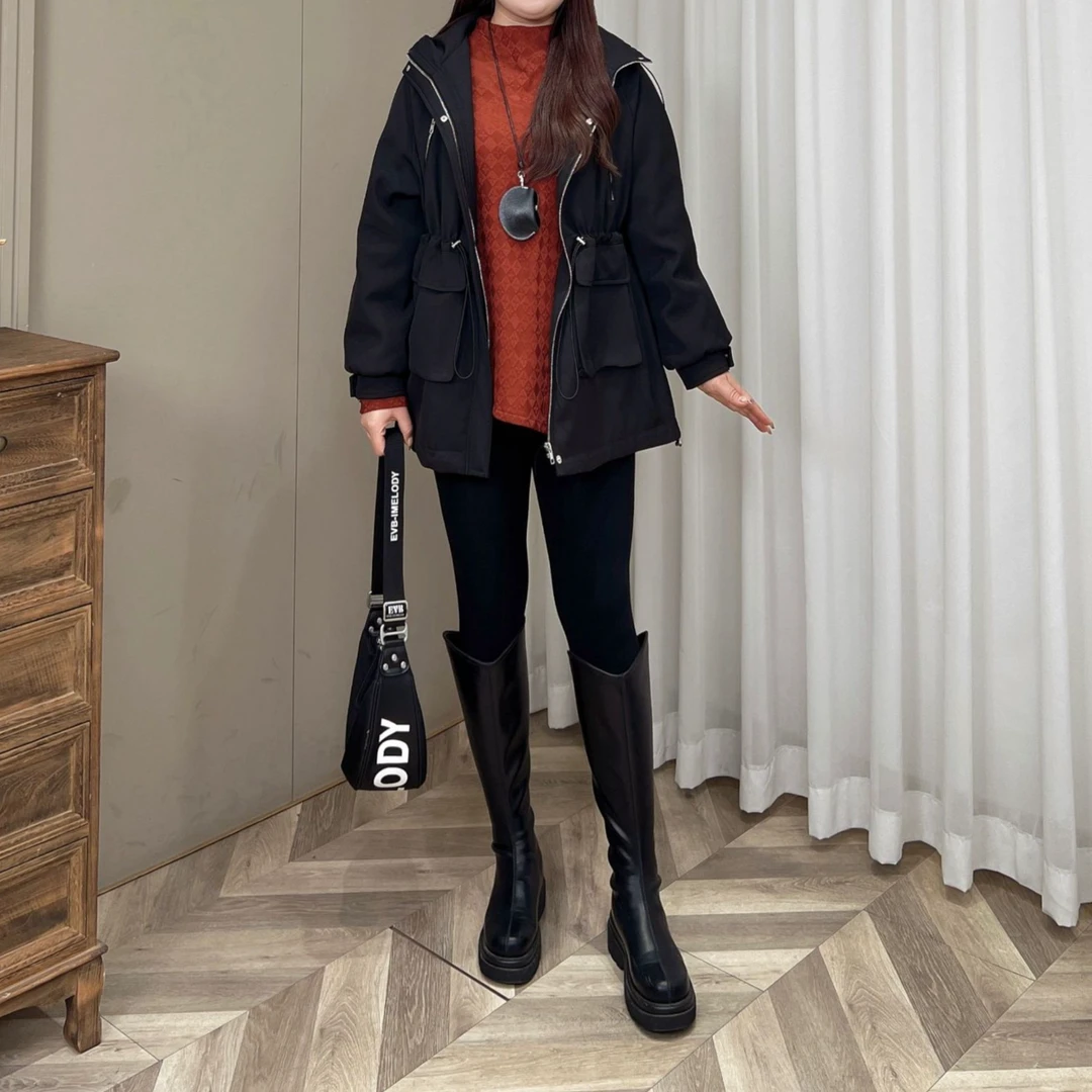 【苹果现货仅外套】PMM81563宽松连帽抽绳加棉时尚派克服外套