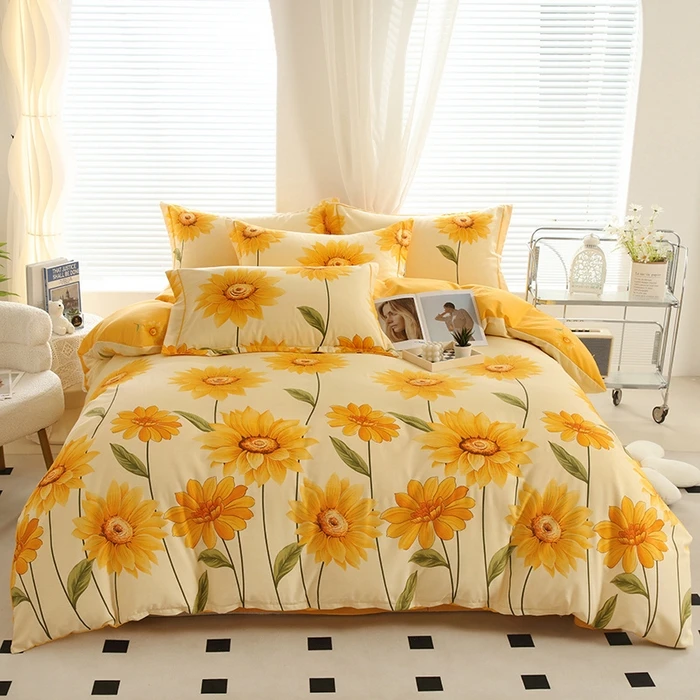 2025春夏秋四季款加厚全棉磨毛四件套印花被套床单床上用品