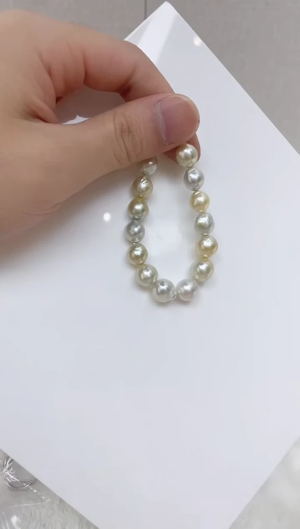 银S925镶嵌海水珍珠手链