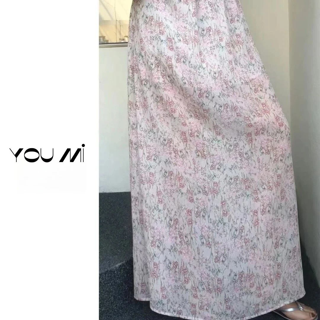 夏季小众半身裙女时尚百搭法式减龄碎花高腰气质显瘦半身裙女1089