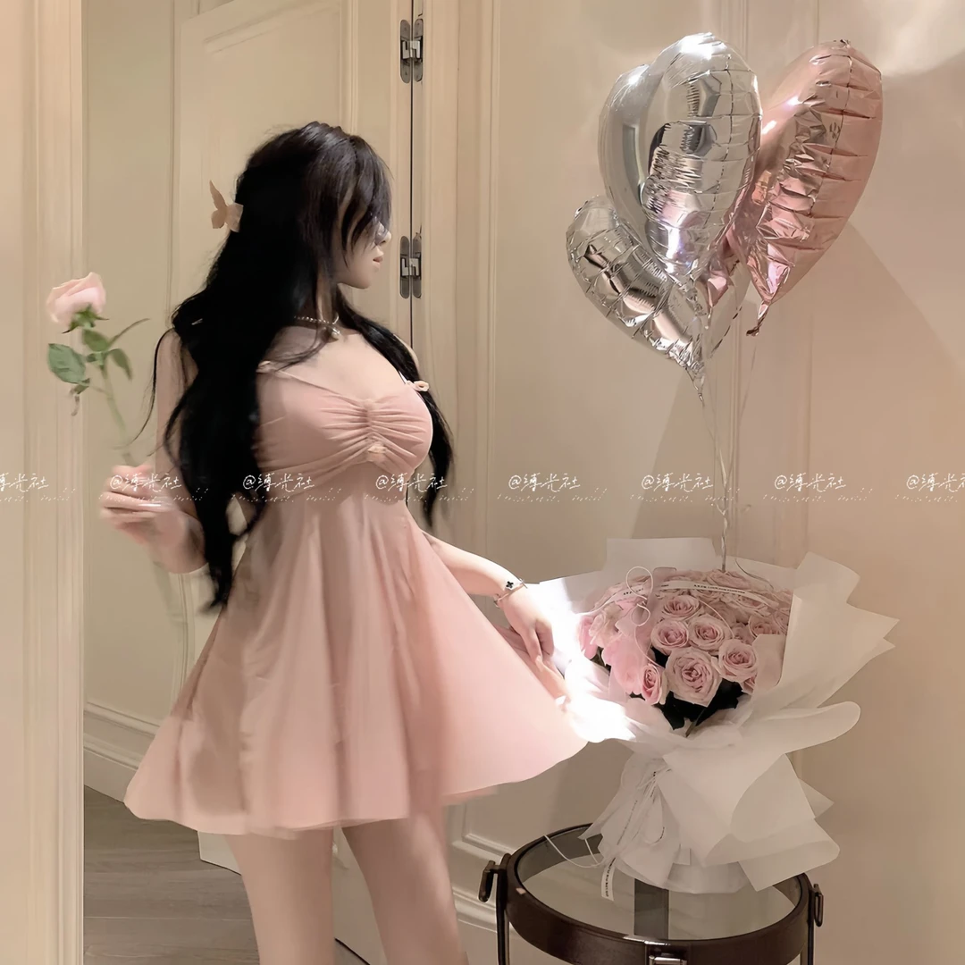 缚光社性感玫瑰•露背大码连衣裙蕾丝显瘦纯欲风新款吊带性感睡衣