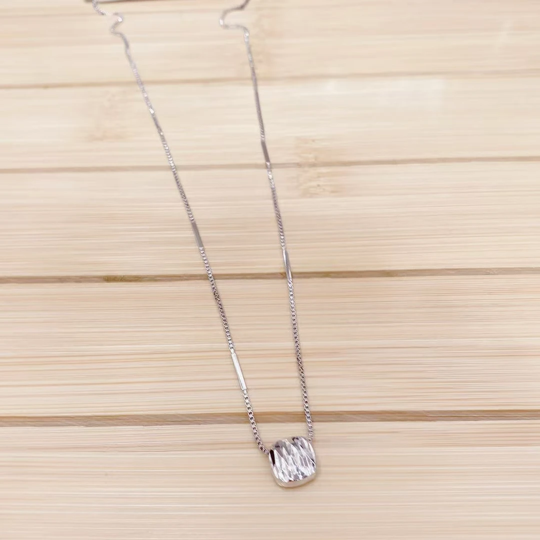 时尚银色气质轻奢方形项链F51G0007