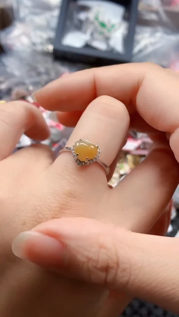 银S925镶嵌戒指翡翠天然A货缅甸翡翠