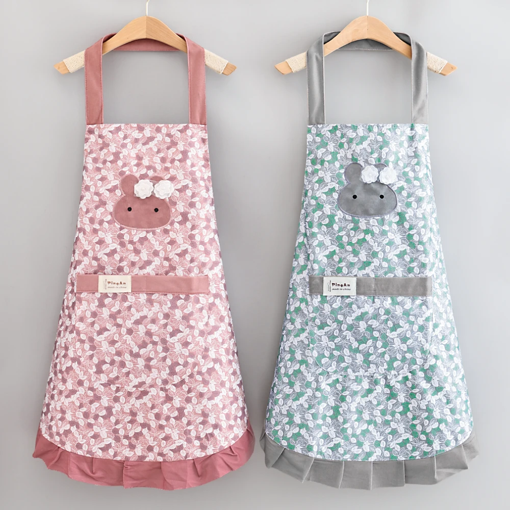擦手围裙可爱家用厨房做饭围腰上班工作服女耐脏时尚成人清新防水