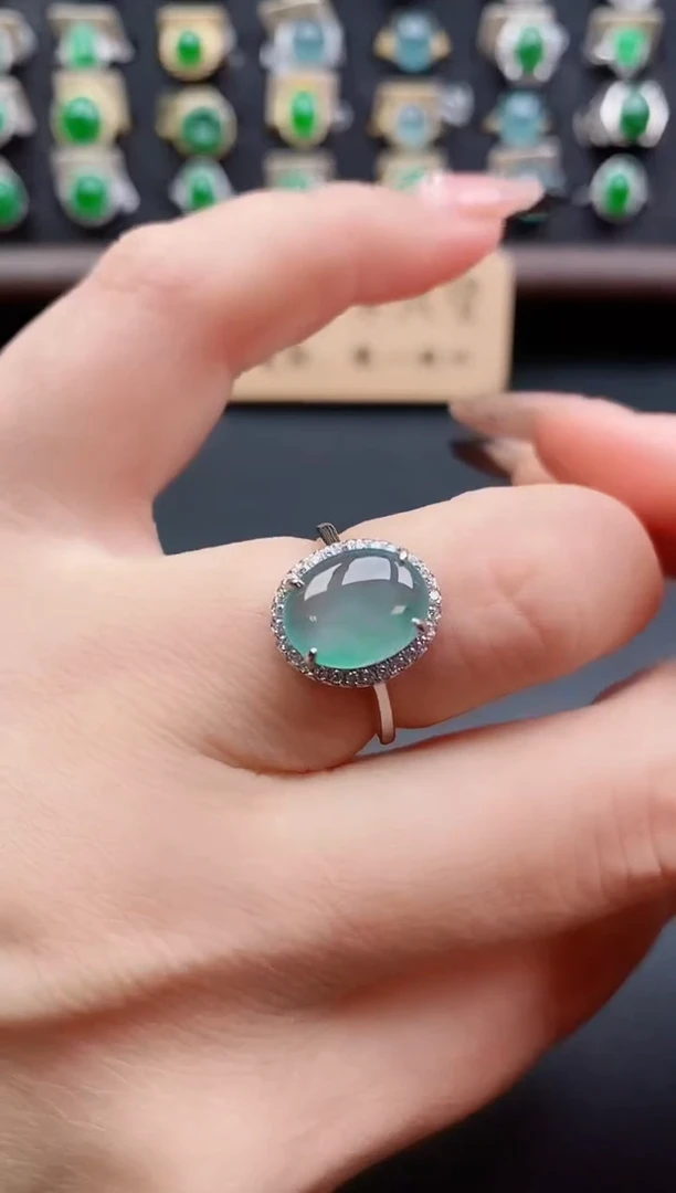 银S925镶嵌戒指翡翠1