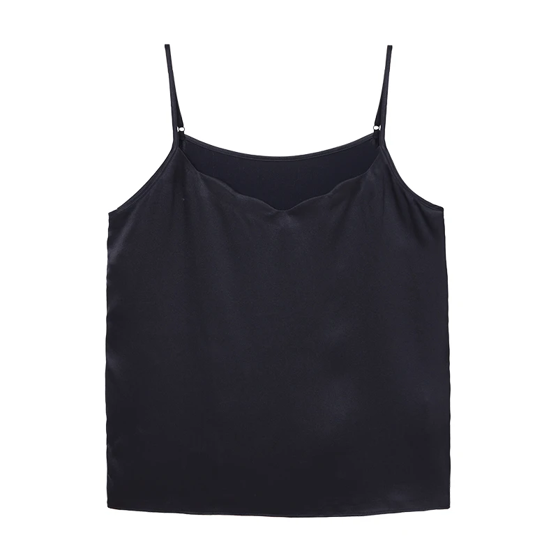 中国丝绸隆鹊『波浪领吊带』素绉缎显瘦气质女士吊带性感舒适休闲