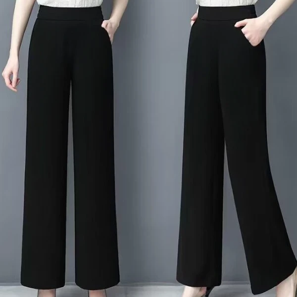 2025夏季新款薄款九分垂坠感阔腿裤女高腰宽松显瘦气质直筒七分裤