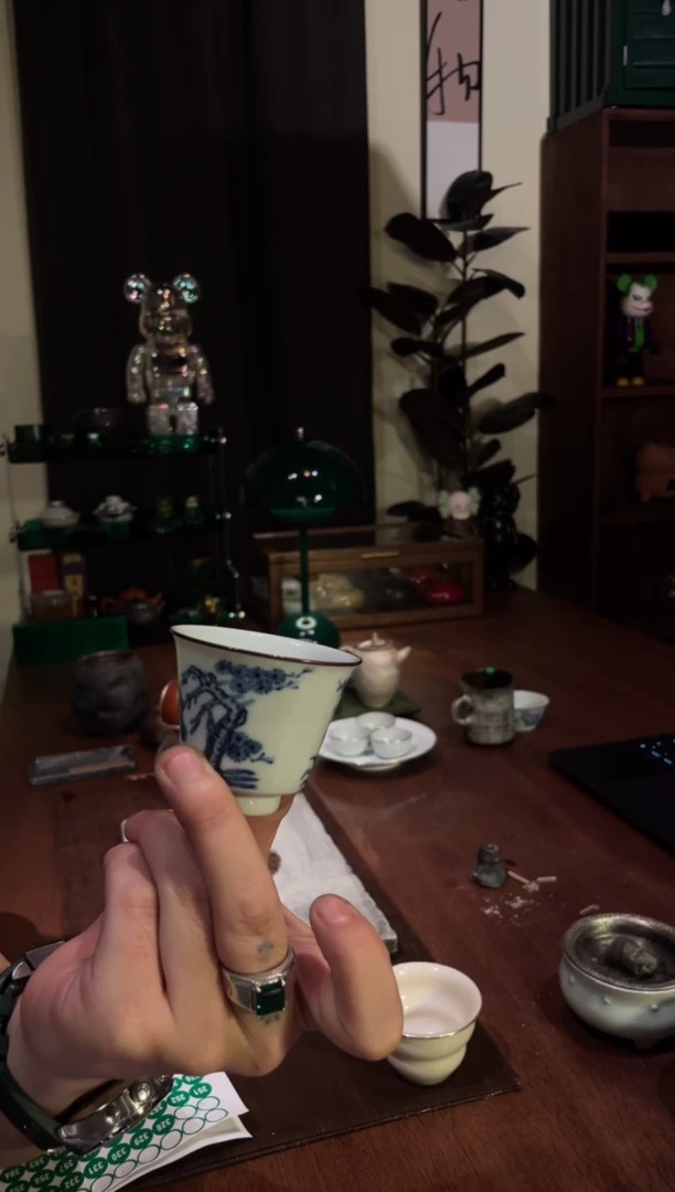 包铜青花松竹梅杯...