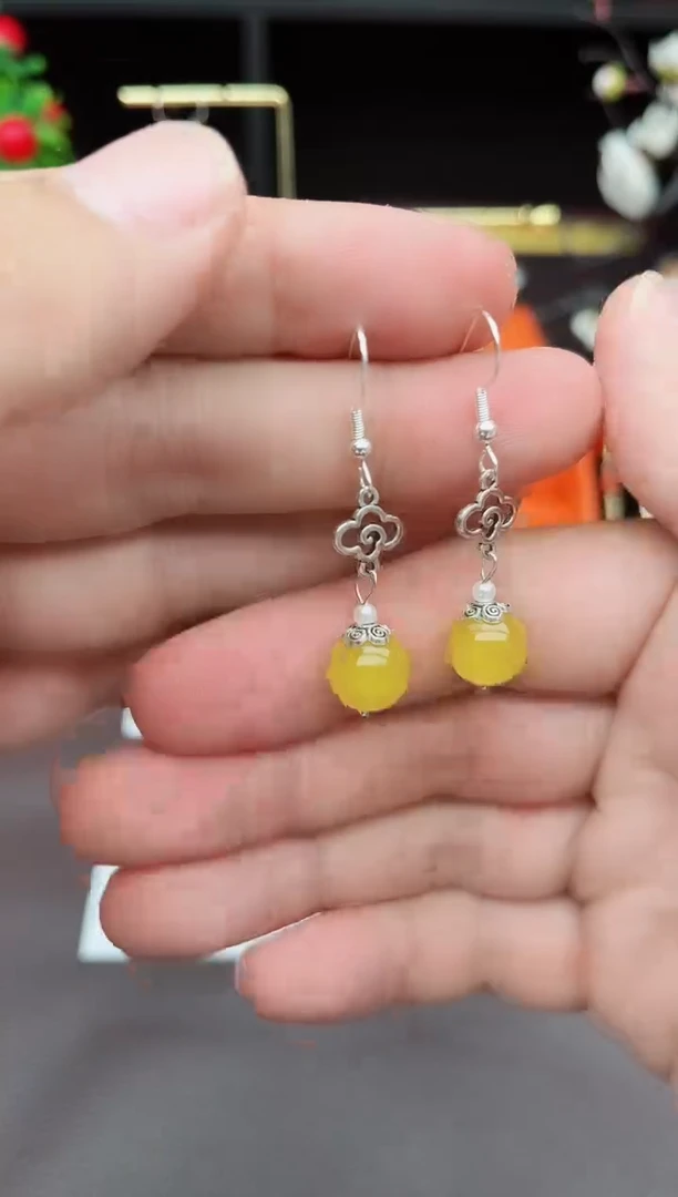 玛瑙/玉髓耳饰银S925镶嵌702000