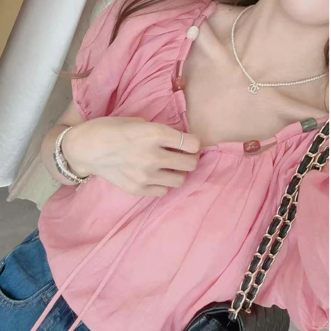 ouran 夏款G1350百搭显瘦系带麻料小衫（建议手洗）