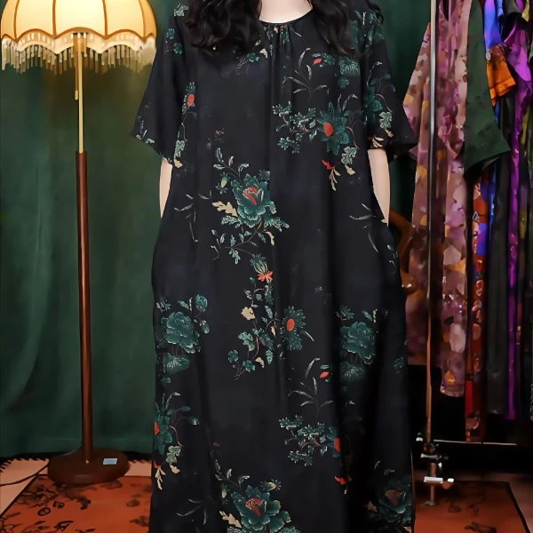 国色天香大气长款新款连衣裙