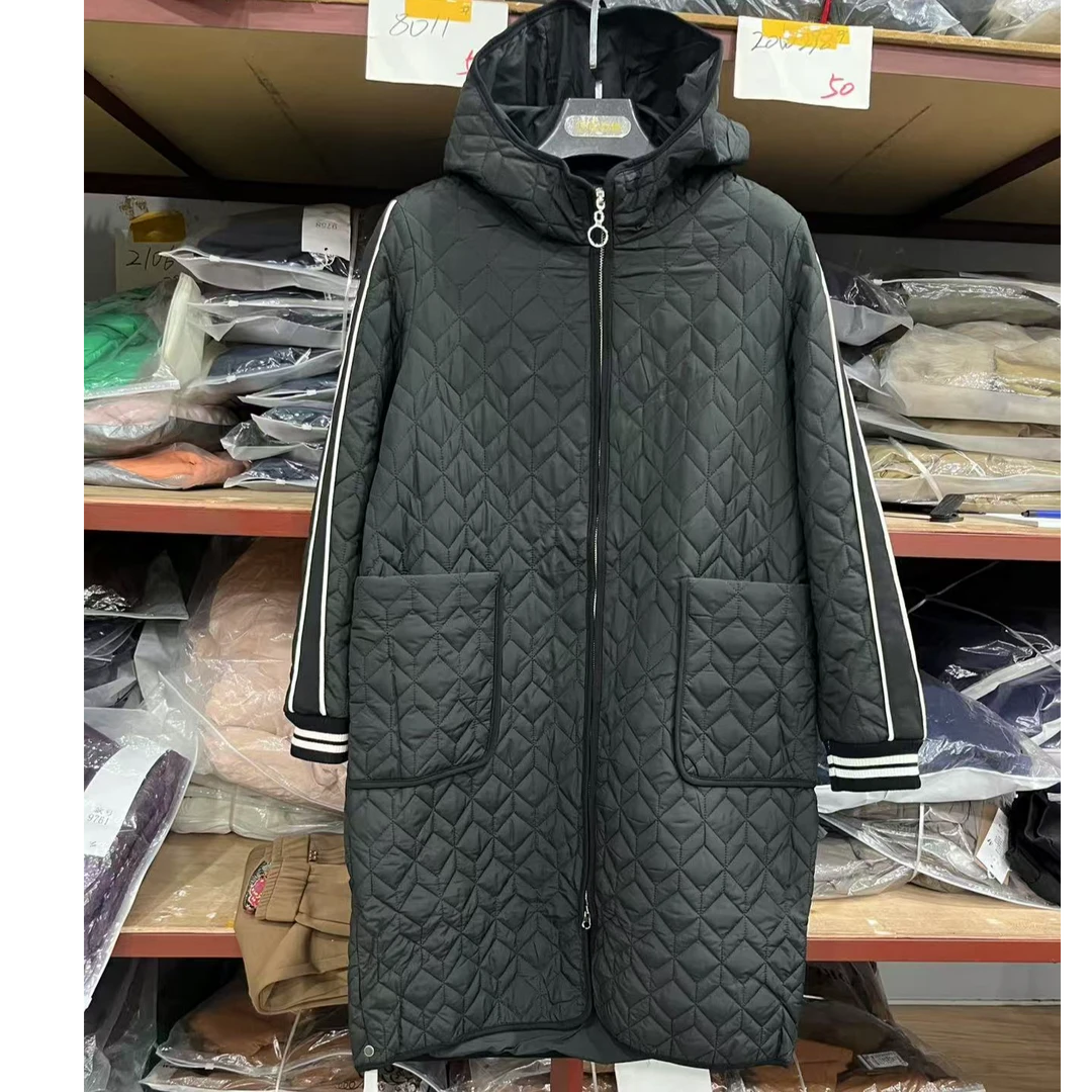 3116.天娇一生水中长款连帽棉服拉链贴口袋休闲轻薄款棉服
