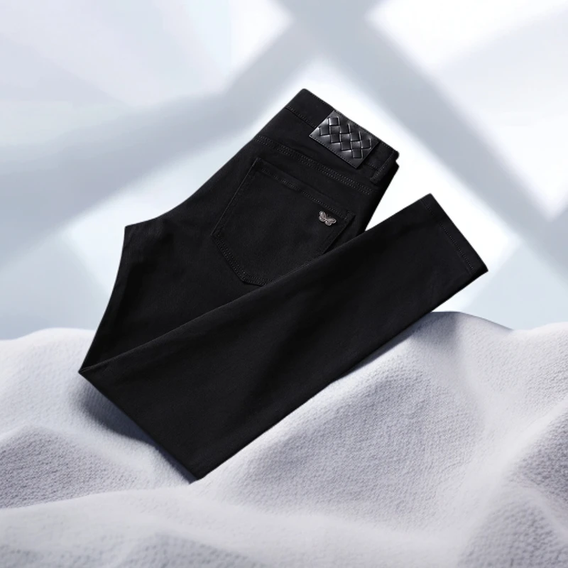 宾斯洛特薄休闲裤男款商务黑色百搭裤子潮流九分新款常规修身长裤