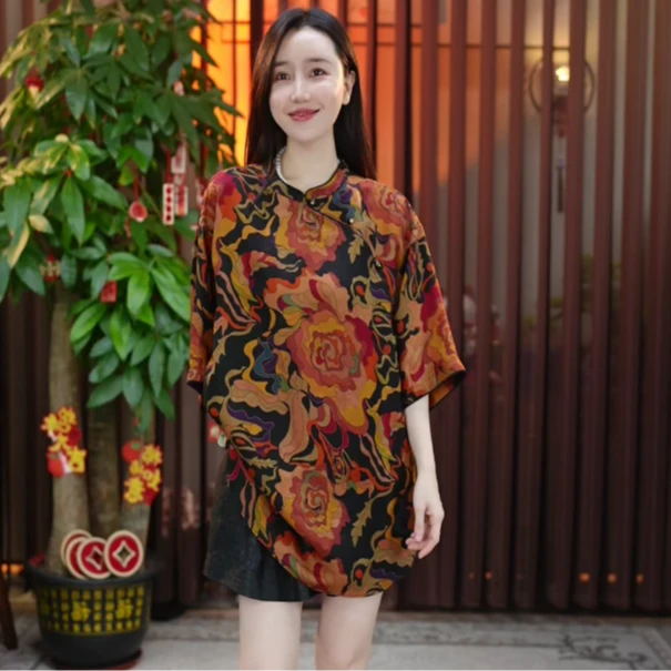 【金禧禧服饰】花季少女香云纱绞罗短袖J24090-2