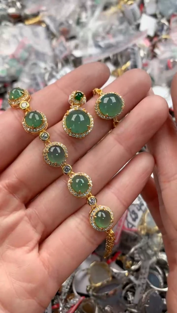 银S925镶嵌戒指翡翠444   7