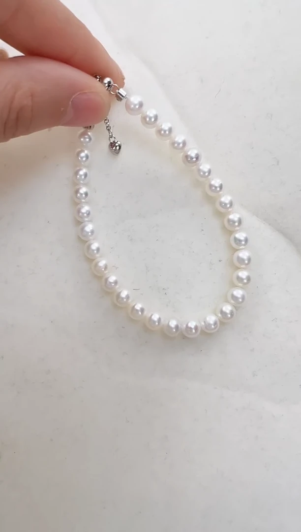 【闪购商品】淡水珍珠手链银S925镶嵌5-6手链