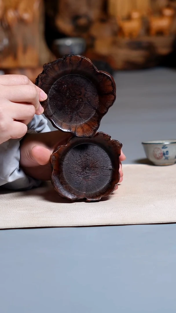 木一对九龙藤花朵杯垫C2035