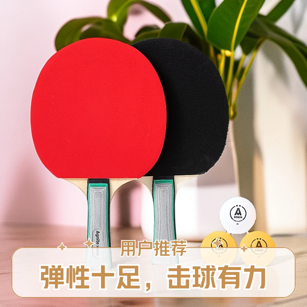 Agnite/安格耐特F2330S乒乓球拍儿童成人入门训练礼物套装横拍2个