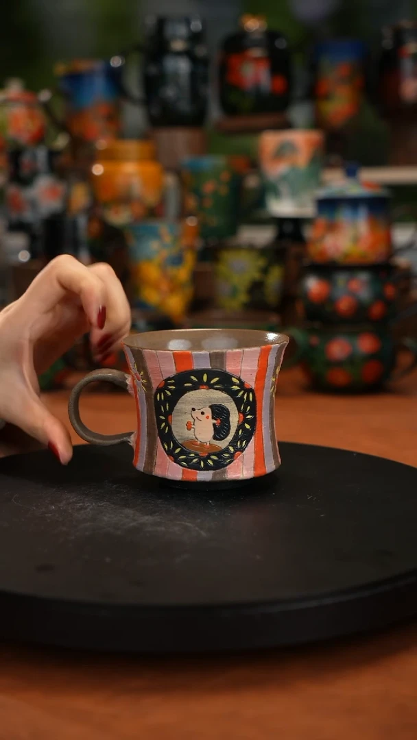 紫砂油画手绘釉下彩