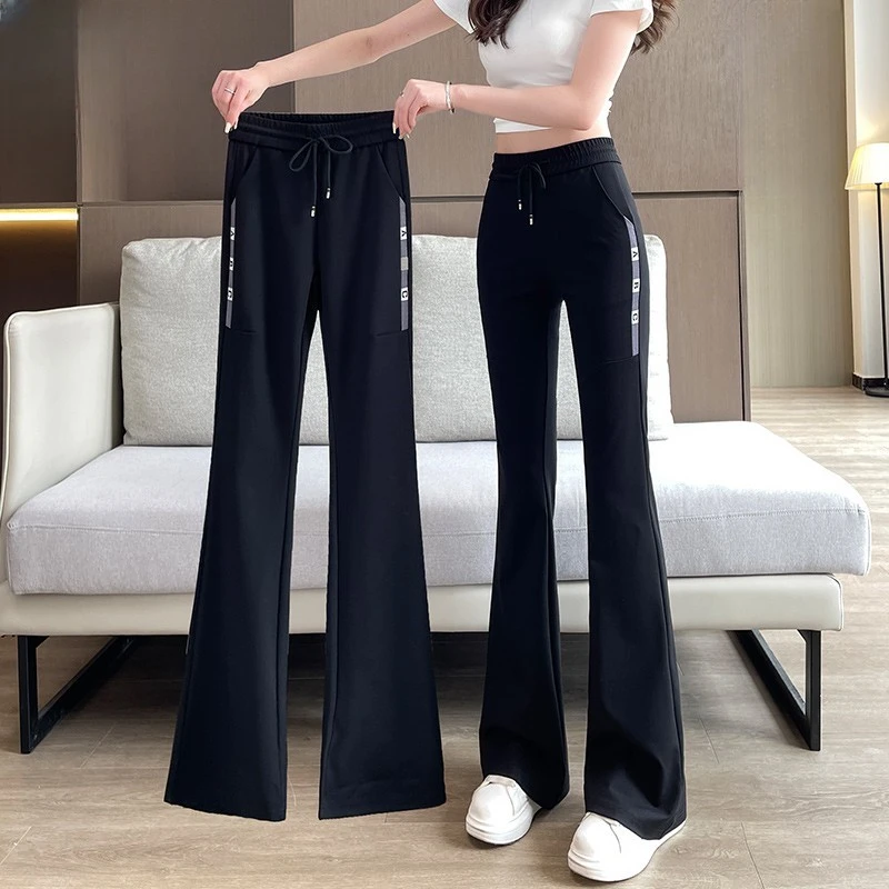 gpsunlu喇叭裤女高腰显瘦垂感窄版女士高腰高弹力垂感窄版阔腿裤