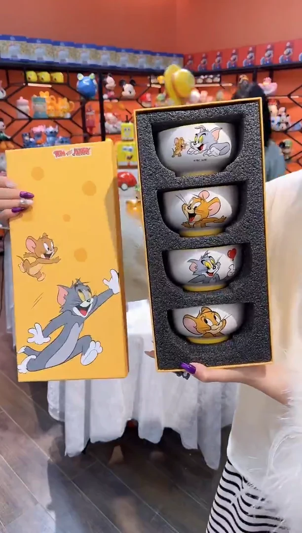 瓷片@@猫和老鼠4.5寸四碗礼盒装